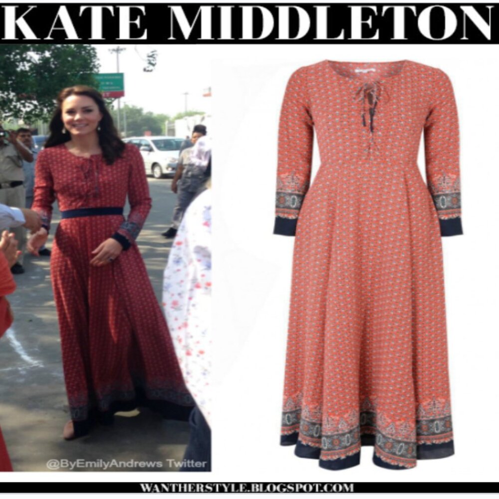 Glamorous  Red & Navy India Print Maxi Dress Size SMALL